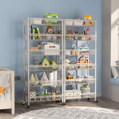 SINGAYE 6 Tier Shelf Wire Shelving Adjustable Storage Shelves Basket Rack - color: White, size: 6-Tier[30"Dx13.5"Wx65"H]