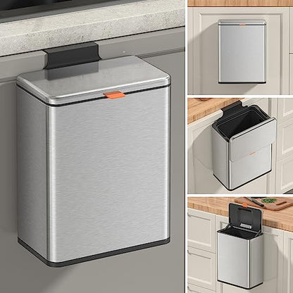 Mbillion 2.1 Gal Silver Hanging Stainless Steel Compost Bin - color: Silver, size: 2.1 Gal