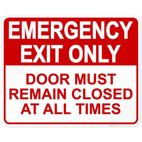 Emergency Exit Only, Door Must Remain Closed Sign, - size: 24x30