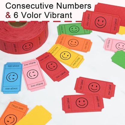 LLIKED 500 Raffle Tickets 1x2inch Smile Red Single Roll for Events - color: Red, size: 1"x2"