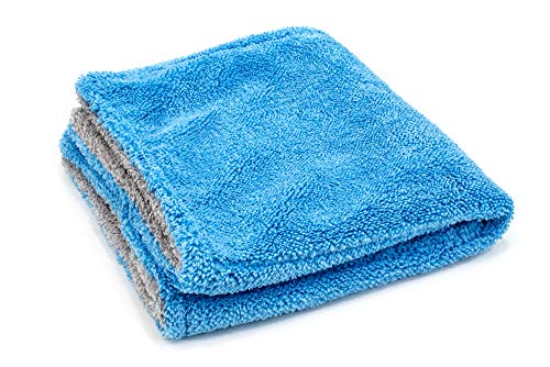 Autofiber Royal Plush Double Pile Microfiber Detailing Towel - Pack of 3 Blue/Gray (16 inch x 16 in, 700 GSM) - color: Blue Gray