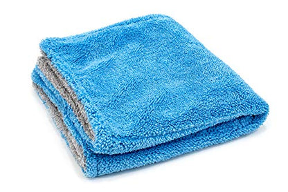 Autofiber Royal Plush Double Pile Microfiber Detailing Towel - Pack of 3 Blue/Gray (16 inch x 16 in, 700 GSM) - color: Blue Gray