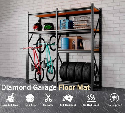 StellarStar 4x10 FT Garage Floor Mat, 2mm Thickened Ribbed Diamond Plate - color: Gray(4-Tier Diamond), size: 4x10 FT