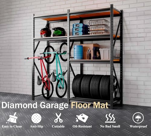 StellarStar 4x8 FT Garage Floor Mat, 2mm Thickened Ribbed Diamond Plate - color: Gray(4-Tier Diamond), size: 4x8 FT