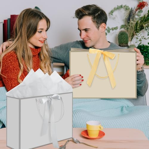 woric 2 Pcs Gold & Silver Gift Bags with Handles, 14" Medium Gift Bags - color: Gold&Silver