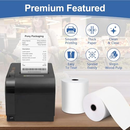 50 Rolls Thermal Receipt Paper Rolls 2 1/4 X 200, Fits All Pos Cash Registers, BPA Free Thermal Paper Rolls For Clover POS Cash Register Printers,Thermal Paper Receipt Roll By Pony Packaging - style: 2 1/4 X 200 Thermal-50Rolls