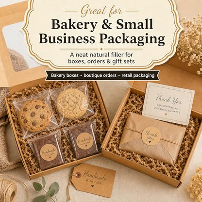 STRBOXONG Kraft Brown Crinkle Paper Filler 1 LB, Recyclable Crinkle Cut Paper Shred for Gift Baskets, Handmade Gift Boxes, Etsy Orders, Gift Bags, Small Business and Natural Packaging - color: Kraft
