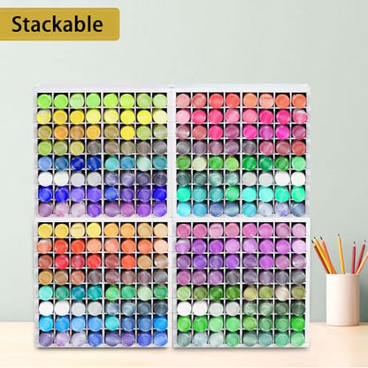 Krafetto 2 Pack 64-Grid Paint Organizer for 2 Oz Bottles, Wall Mount - color: 2pcs white paint rack