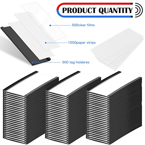 Yexiya 500 Pack Magnetic Label Holder for Metal Racks & Shelves, 1 x 2 Inch - size: 1 x 2 Inch