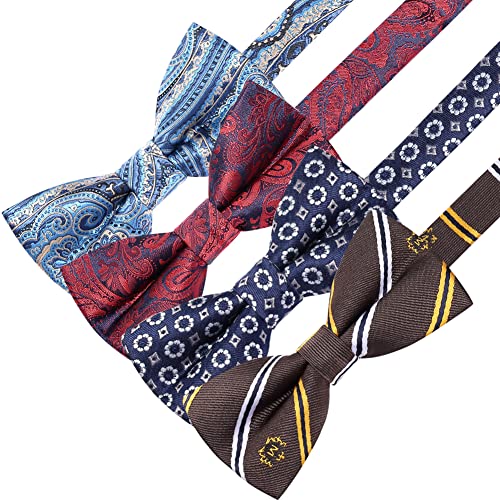 AUSKY 8 PACKS Elegant Adjustable Pre-tied Bow Ties for Men Boys (1&4&5&6&8 Pack for option) - color: M