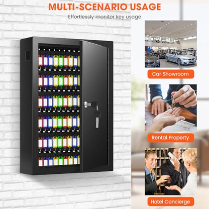 125 Position Key Lock Box Wall Mount with Anti-Theft Deposit Key Slot - color: Black, size: 125 Key Hook