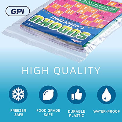 GPI - 9" x 12" Zip Bags, 100 Count, 2 Mil, Clear Plastic Reclosable Zipper Poly Baggies, with Resealable Zip Top Lock. for A4 Letter Size Paper, Apparel, Clothing, Food, Home & Office Supplies. - size: 9" x 12"
