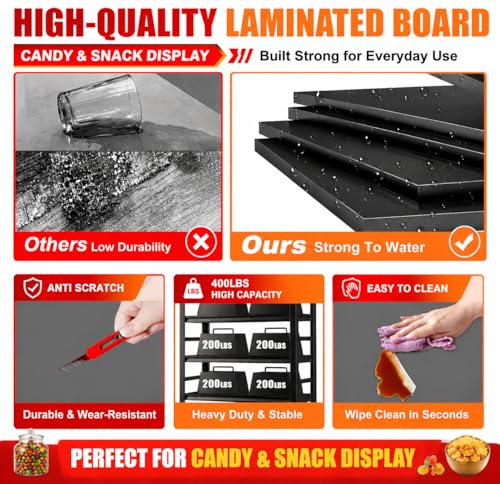 Snack Display Rack, 3 Tier Candy Display Rack Countertop Organizer, 1000lb Load, Heavy Duty Retail Display Shelves for Vendors, Snack Rack Display Stand for Kitchen Pantry (36"W x 14"D x 32"H) - size: 36"W x 14"D x 32"H