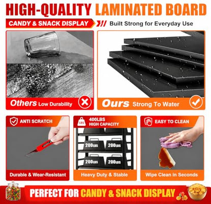 Snack Display Rack, 3 Tier Candy Display Rack Countertop Organizer, 1000lb Load, Heavy Duty Retail Display Shelves for Vendors, Snack Rack Display Stand for Kitchen Pantry (36"W x 14"D x 32"H) - size: 36"W x 14"D x 32"H