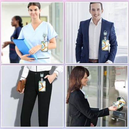 Cute Panda ID Badge Holder with Lanyard and Retractable Badge Reel - color: Cute Panda