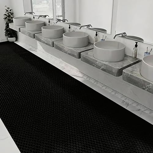 Thick PVC Drainage Floor Mat 3FTX16.4FT Black PVC Pool Floor Mat - size: 196.8" x 36" (Rectangular)