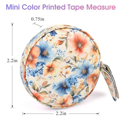 Retractable Mini Leather Tape Measure, Auto Retract Peach Blossoms - color: Peach Blossoms