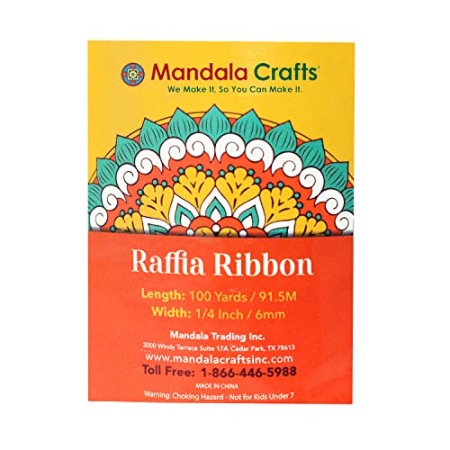 Mandala Crafts Green Natural Paper Raffia Ribbon for Gift Wrapping Crafts - color: Green, size: 1/4 Inch 100 Yards Raffia Ribbon
