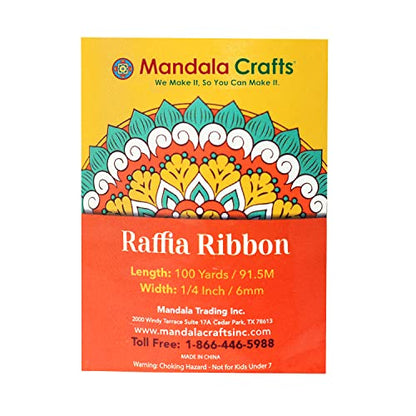 Mandala Crafts Green Natural Paper Raffia Ribbon for Gift Wrapping Crafts - color: Green, size: 1/4 Inch 100 Yards Raffia Ribbon