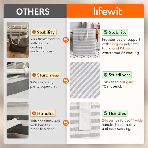 Lifewit 100L Large Laundry Baskets, Laundry Hampers Bags, 2 Pack, Grey&Blue - color: Grey-Blue, size: 100L