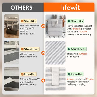 Lifewit 100L Large Laundry Baskets, Laundry Hampers Bags, 2 Pack, Grey&Pink - color: Grey-Pink, size: 100L