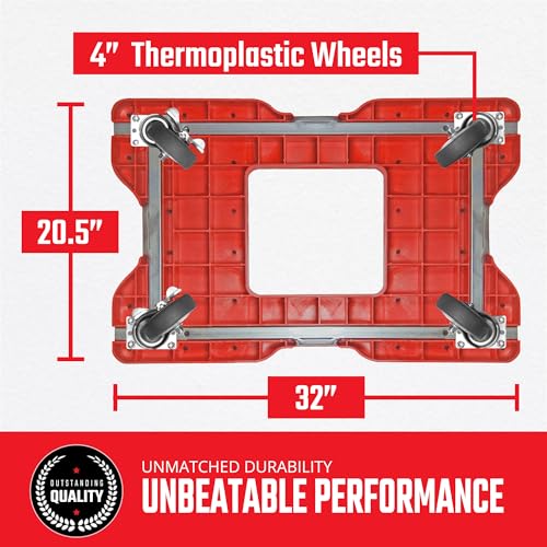 SNAP-LOC, 4 Wheel Dolly, 1,200 lb Professional E Track Dolly, Heavy Duty Furniture Moving Cart, Modular Cargo Platform, Made in USA, Red - style: Professional E-Track Dolly Red