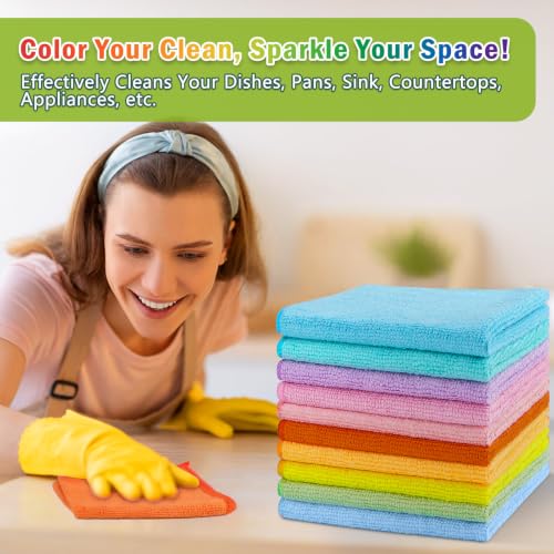 AIDEA Microfiber Cleaning Cloth, 100PK, Cleaning Rags, 11.5"×11.5" - color: Multi-colored
