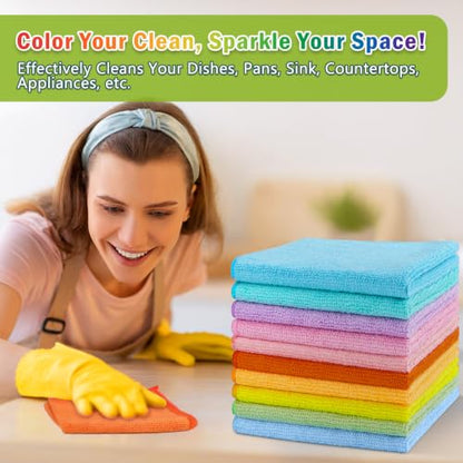 AIDEA Microfiber Cleaning Cloth, 100PK, Cleaning Rags, 11.5"×11.5" - color: Multi-colored