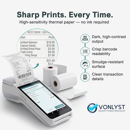 Receipt Paper Roll for Valor Paytech VL 110 and VL 500 Credit Card Machine (20 Rolls)