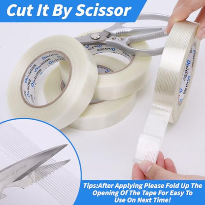 Oleitodh 16 Rolls Strapping Tape 1 Inch x 60 Yards 5.5 Mil Fiberglass Tape - size: 1in x 60Yds