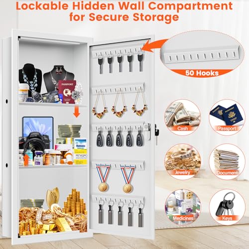 29.53" Tall White Wall Safes Between 16" Studs | 33% Larger Capacity & Lock - color: White, size: 29.53" Tall