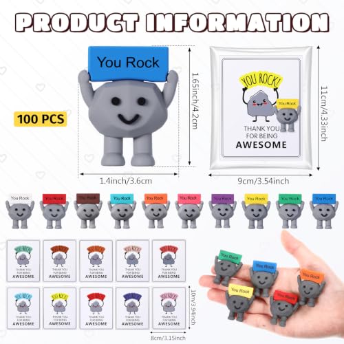 Gejoy 100 Sets You Rock Mini Figures Rubber Toys with Positive Cards - style: Rock