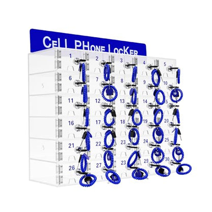 30 Slots Cell Phone Locker Box, Acrylic Cell Phone Storage Cabinet with Individual Key Locks Desktop & Wall Mounted Phone Organizer for Office School Factory - size: 30-Slot Acrylic
