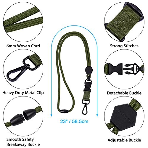 Wisdompro ID Badge Holder and Breakaway Safety Lanyard, Vertical Army Green - color: Army Green