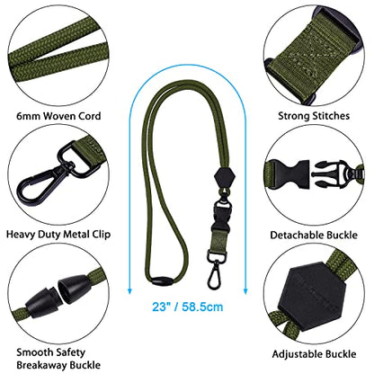 Wisdompro ID Badge Holder and Breakaway Safety Lanyard, Vertical Army Green - color: Army Green