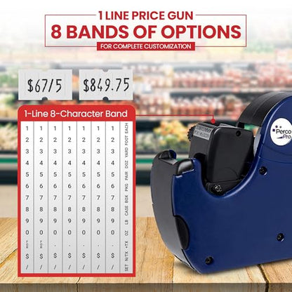 Perco Pro 1 Line Price Gun with Labels Kit, Includes 1 Line Pricing Gun, 10,000 White Labels, with Pre-Loaded Inker - style: 1 Line Price Gun Kit