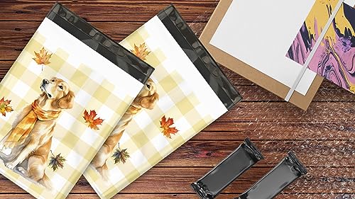 10x13 (100) Fall Poly Mailer - Dog Polymailers - Golden Retriever Designer Poly Mailers Waterproof Self Sealing Tear Resistant Polymailers Shipping Envelopes Premium Printed Bags For Small Businesses - color: Golden Retriever, size: 10x13