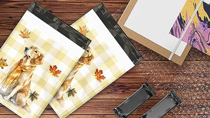 10x13 (100) Fall Poly Mailer - Dog Polymailers - Golden Retriever Designer Poly Mailers Waterproof Self Sealing Tear Resistant Polymailers Shipping Envelopes Premium Printed Bags For Small Businesses - color: Golden Retriever, size: 10x13