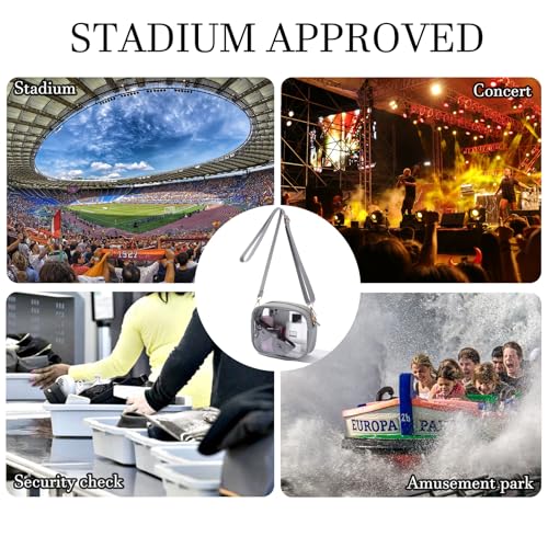 TOBVZOO Clear Bag Stadium Approved, Crossbody Transparent Bag for Concerts Sports Events, Purses for Men & Women - color: Grey