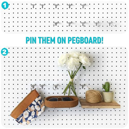 Pegboard Hooks Accessories 62pcs Metal Peg Board Tool Hangers (Silver) - color: Silver