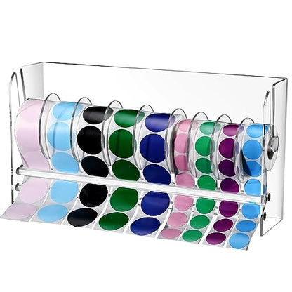 Qilery Sticker Holder Organizer Dispenser Acrylic Roll Label,9 Disks - style: 9 Disks