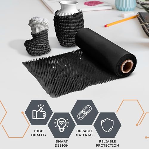 APQ Supply Honeycomb Packing Paper Black, 15 Inch x 100 Feet, Premium Packaging for E-Commerce Fulfillment, Small Business Shipping, Warehouses, and Boutiques - style: Black / Pack of 1