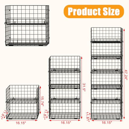JKsmart 6-Tier XXL Stackable Wire Basket, Snack Organizer for Countertop - size: 6 Tier XXL-11.81"x16.15"x47.24"