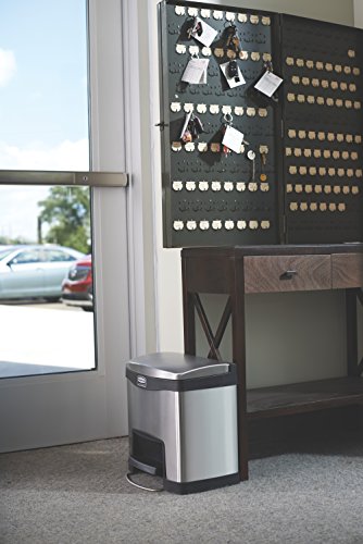 Rubbermaid Commercial Products Slim Jim Front Step-On Trash Can, 4-Gallon, Black Stainless Steel, Hands-Free Garbage Can/Container for Home/Kitchen/Office/Restaurant - color: Black, size: 4 Gallon