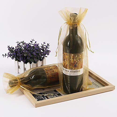 HRX Package 30pcs Mesh Organza Wine Bags for Gift Giving (Gold) - color: Gold