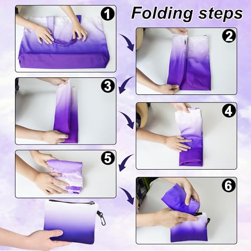 HOLYLUCK Tote Bag with a Detachable Small Bag, Foldable Reusable Grocery Bags 20L Shopping Bag - color: Gradient Purple