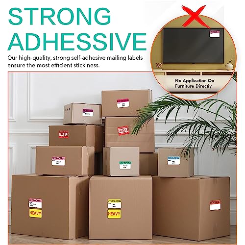 Moving Packing Box Labels for 3-4 Bedroom, 20-Color Coded Moving Stickers