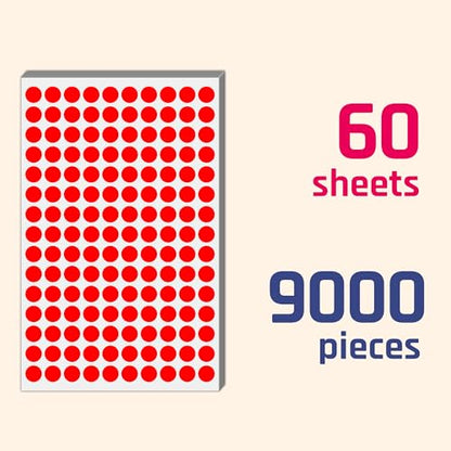 9000 Pieces, 1/2 inch - Red Dot Stickers, Small Round Circle Dots Labels - color: Red, size: 9000 Pieces