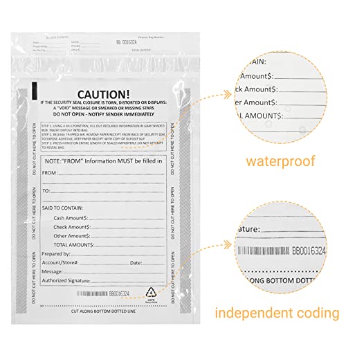 10 x 13 Inch Deposit Bags Security Pocket Bank Deposit Envelopes - size: (3) 10 x 13 Inch (100pack)
