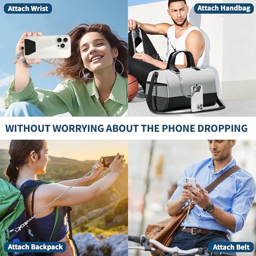 Doormoon Phone Tether Anti Theft, Phone Lanyard With Heavy Duty Carabiner - color: Silver